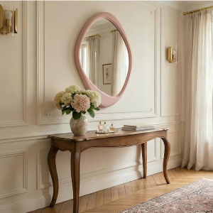 Oglinda de perete decorativa ORGANIC 90cm rosa - Img 2