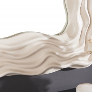 Oglinda decorativa design modern Wave 90cm greige - Img 4