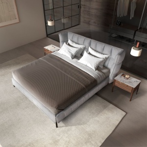 Pat dublu tapitat design LUX Gri-albastrui deschis, 180x200cm - Img 10