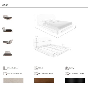 Pat dublu tapitat design LUX Light grey 180x200cm - Img 10