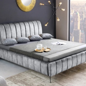 Pat elegant tapitat cu catifea gri, Amsterdam 160x200cm A-46163 VC - Img 6