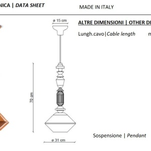 Pendul ceramic design italian realizat manual LARIAT H-70cm 216094 universul-luminii.ro