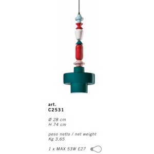 Pendul ceramic design italian realizat manual LARIAT H-74cm 125664 universul-luminii.ro