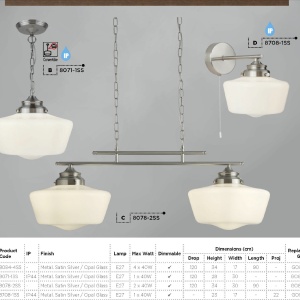 Pendul design clasic IP44 School House argintiu satin 8071-1SS SRT - Img 4