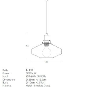 Pendul design decorativ Zenia fumuriu 152704 universul-luminii.ro
