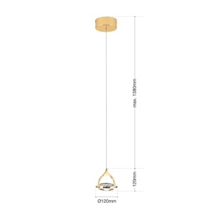 Pendul LED cu cristal K9 design lux MOON auriu 234644 universul-luminii.ro