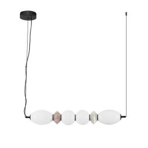 Pendul LED decorativ ceramic mocha, gri, alb, PALLINA