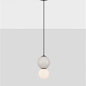 Pendul LED decorativ portelan gri deschis, sticla alb, NOESIS 244994 universul-luminii.ro