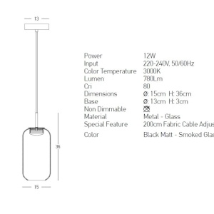 Pendul LED design decorativ Chloe I fumuriu 124694 universul-luminii.ro