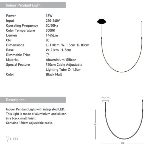 Pendul LED design decorativ modern Tube L-110cm 154914 universul-luminii.ro