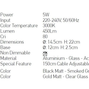 Pendul LED design modern Panil auriu - Img 3