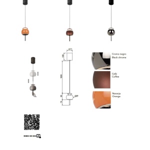 Pendul LED design modern ROLLER crom negru - Img 2