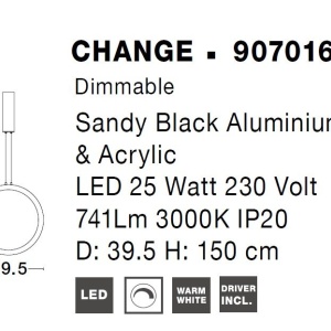 Pendul LED dimabil design modern Change negru 39,5cm - Img 3