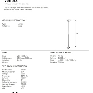 Pendul LED dimabil design modern minimalist Varas alb SV-373075 184734 universul-luminii.ro