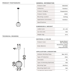 Pendul LED, iluminat exterior modern IP54 WIKY - Img 9