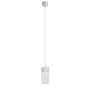 Pendul LED metal alb si sticla Fusion