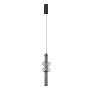 Pendul LED modern, Metal, Negru, Sticla, Fumurie, Ulon