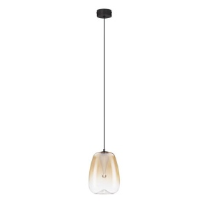 Pendul LED modern, Metal, Sticla, Chihlimbar, OBLO