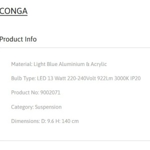 Pendul LED stil minimalist CONGA albastru - Img 2