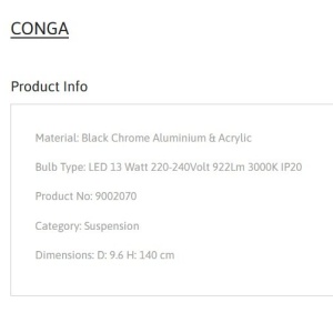 Pendul LED stil minimalist CONGA crom negru 152754 universul-luminii.ro