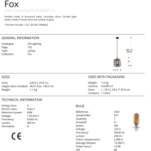 Pendul modern FOX 1L SV-653608 65744 universul-luminii.ro