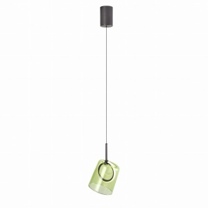 Pendul modern LED 3000K, inaltime reglabila, sticla, verde, Zula