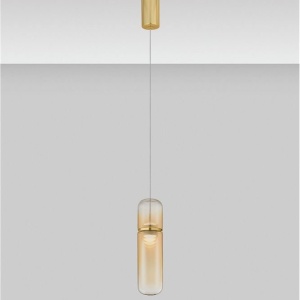 Pendul modern LED, Metal, Auriu, Sticla, Amber, Norma 168884 universul-luminii.ro