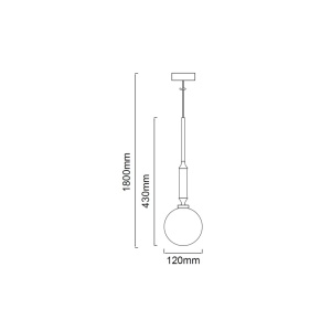 Pendul suspendat din metal crom 43cm si glob sticla Ero I - Img 5