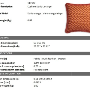 Perna decorativa design LUX Doris L orange, 60x60cm - Img 2