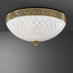 Plafoniera clasic design italian din alama, sticla 7002 RA-PL. 7002/4 102244 universul-luminii.ro