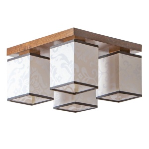 Plafoniera clasica fabricata manual din lemn ROYALE WHITE 4L