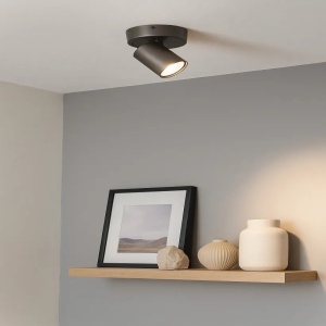 Plafoniera cu 1 spot directionabil Moon Round, bronz