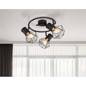 Plafoniera cu 3 spoturi design industrial PRISKA negru 114194 universul-luminii.ro