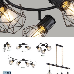 Plafoniera cu 3 spoturi design industrial PRISKA negru 210604 universul-luminii.ro