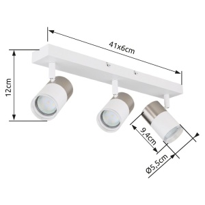 Plafoniera cu 3 Spoturi directionabile BRISBON nickel/alb 236304 universul-luminii.ro