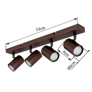 Plafoniera cu 4 Spoturi directionabile JAMES bronz 240084 universul-luminii.ro