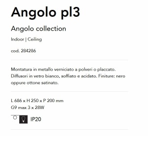 Plafoniera design geometric Angolo pl3 negru 119474 universul-luminii.ro