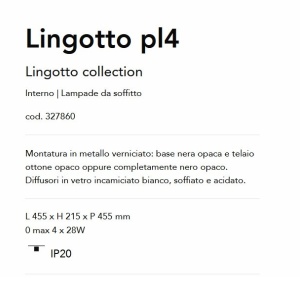 Plafoniera design modern Lingotto pl4 negru 140594 universul-luminii.ro