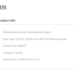 Plafoniera design modern, Stone Gray, AERE, L 40cm 245554 universul-luminii.ro