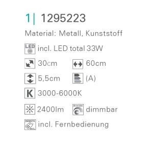 Plafoniera dimabila cu iluminat LED si telecomanda Sorrent 30x60cm 1295223 NV 48224 universul-luminii.ro