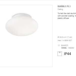 Plafoniera iluminat exterior cu protectie IP44 BUBBLE PL1 135250 66504 universul-luminii.ro