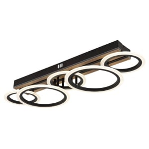 Plafoniera LED CCT BLEVINS riflaj MDF cu efect de lemn 620044 universul-luminii.ro