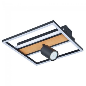 Plafoniera LED, Design Geometric, Lemn, 1xGU10, KORDA - Img 1