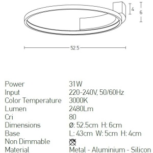 Plafoniera LED design modern Lamb negru 52,5cm 58044 universul-luminii.ro