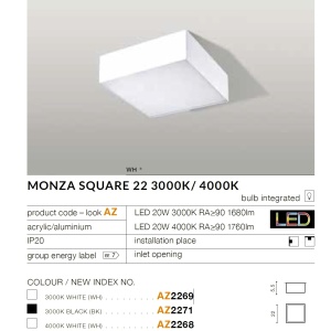 Plafoniera LED design slim MONZA S 22 4000K alba 70074 universul-luminii.ro