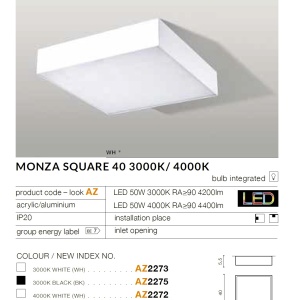 Plafoniera LED design slim MONZA S 40 3000K alba 70084 universul-luminii.ro