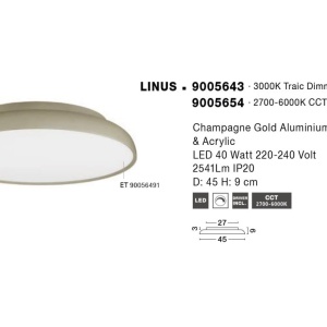 Plafoniera LED dimabila cu telecomanda LINUS D-45cm 137674 universul-luminii.ro