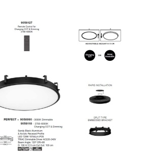 Plafoniera LED incastrabila reglabila PERFECT 100cm negru 3000K Dimmable 140544 universul-luminii.ro