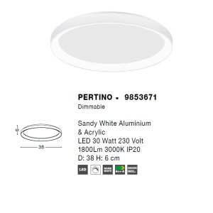 Plafoniera LED moderna design slim 38cm PERTINO alba NVL-9853671 76394 universul-luminii.ro