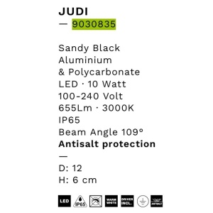 Plafoniera LED pentru iluminat exterior IP65 JUDI D-12cm negru 153174 universul-luminii.ro